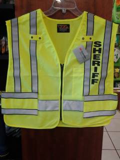Reflective Sheriff's Ansi Class 2 207 Public Safety Vest W/ Zipper Closure, Hi-viz Yellow